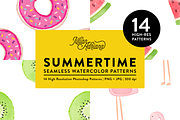 14 Summertime Watercolor Patterns, a Pattern Graphic by jillian.adriana (Thumbnail 1 of 5)