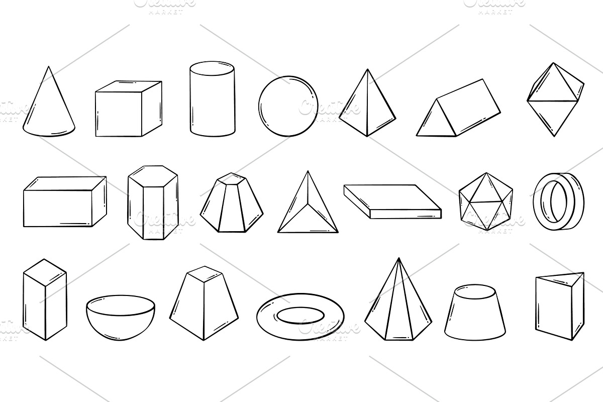 Hand drawn 3d geometric shapes, an Illustration by Valerie Bodnar