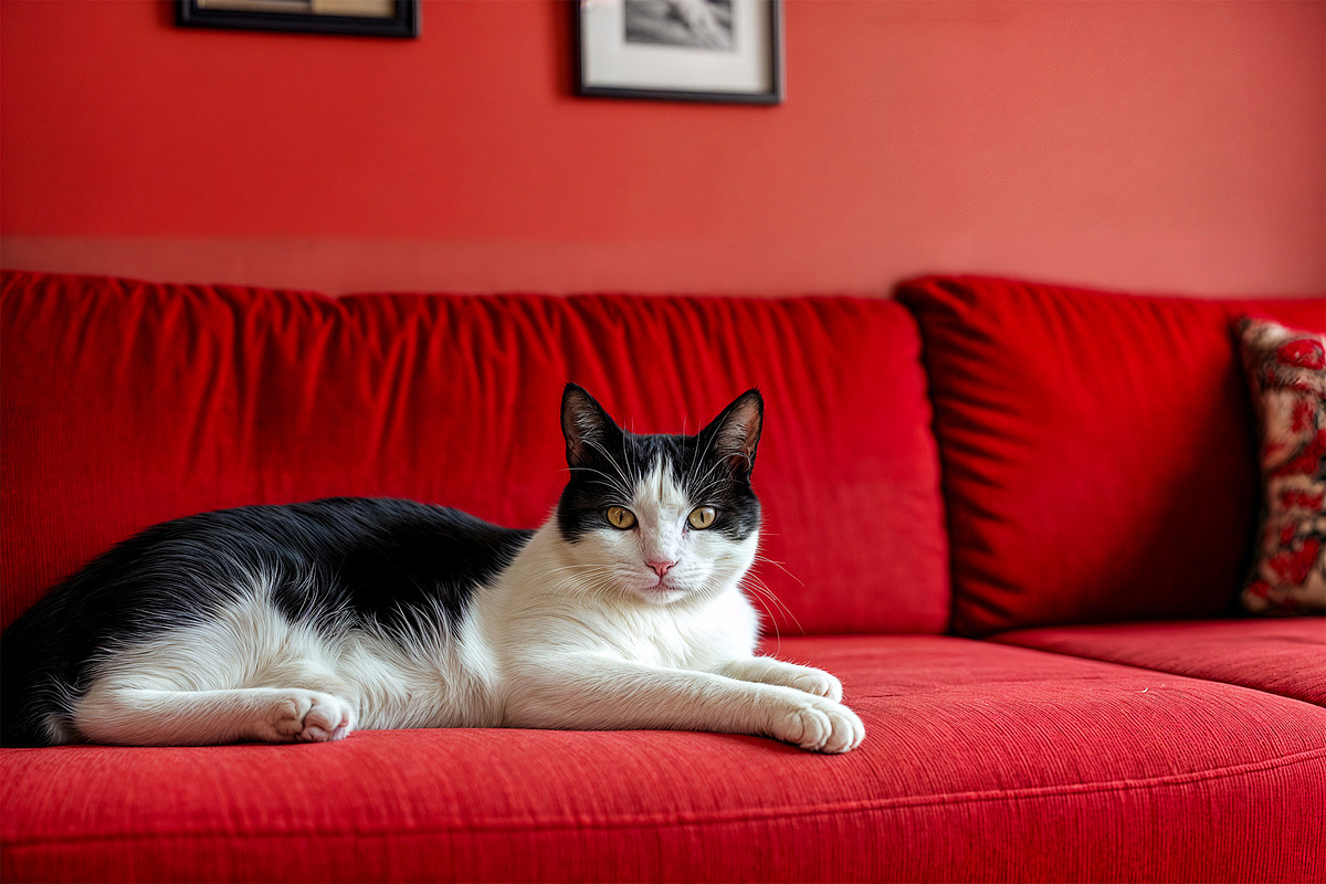 Cats On Red Sofa, an Animal Illustration by StockVerse Creative (Photo 2 of 4)