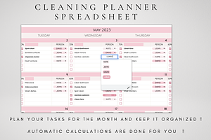 Monthly Cleaning Tracker Template