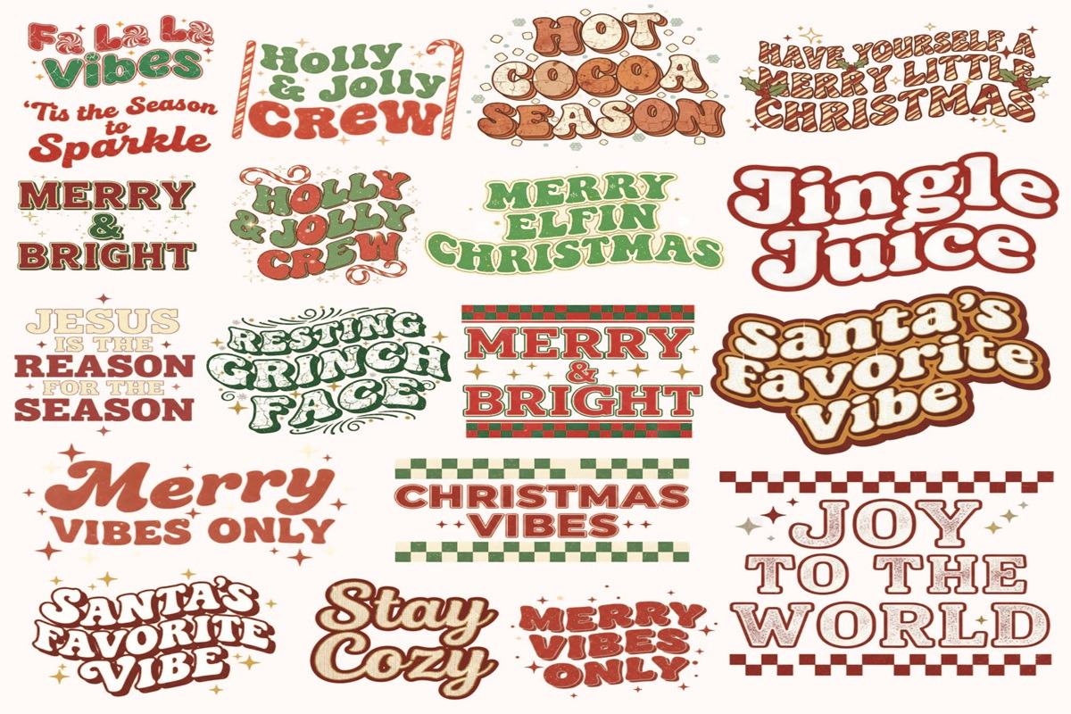 Holiday Xmas Tshirt Quote PNG Bundle, an Object Graphic by EllaMaiyaali (Photo 3 of 7)