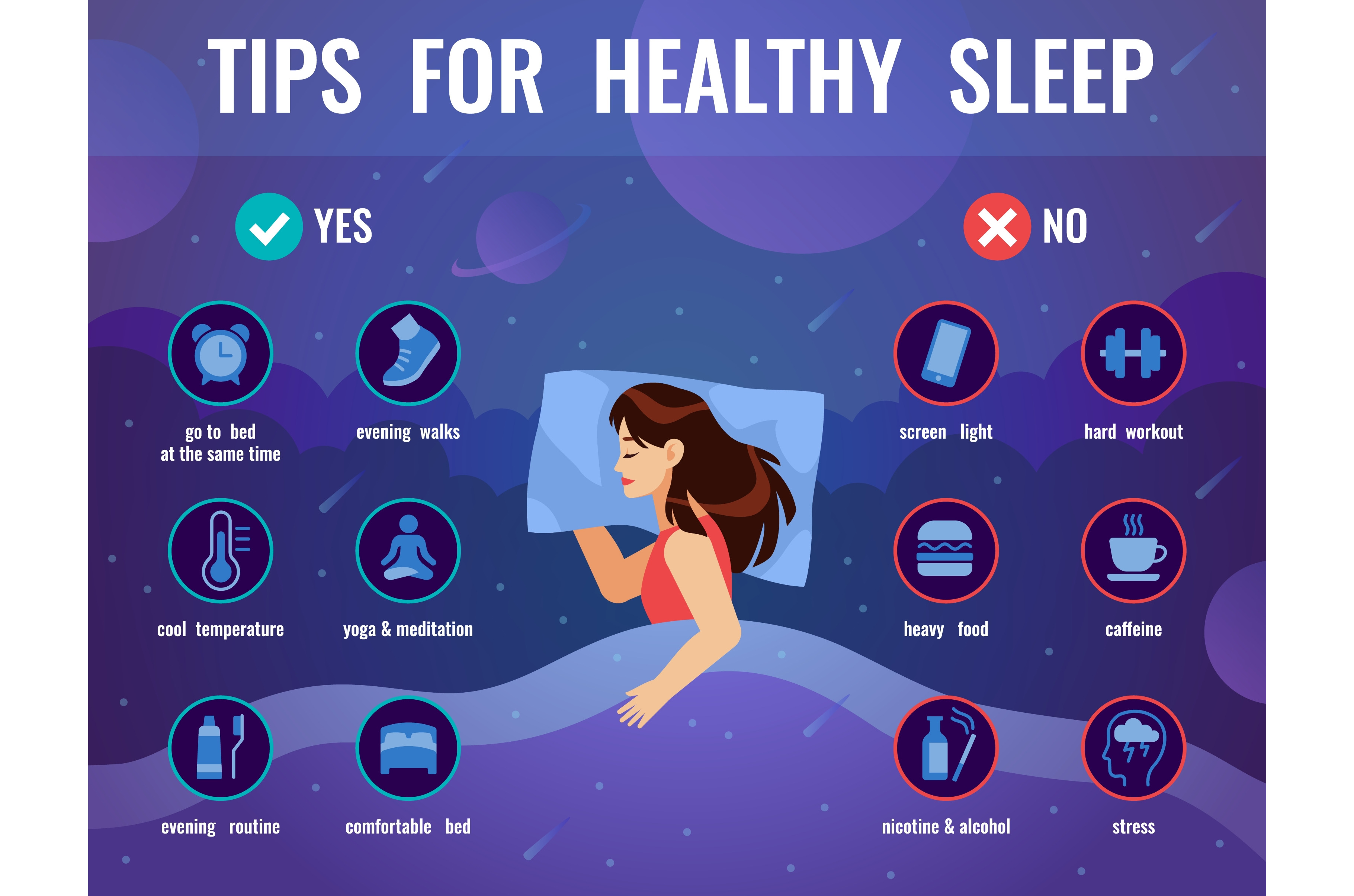 Healthy Sleep. Women In Bed With 