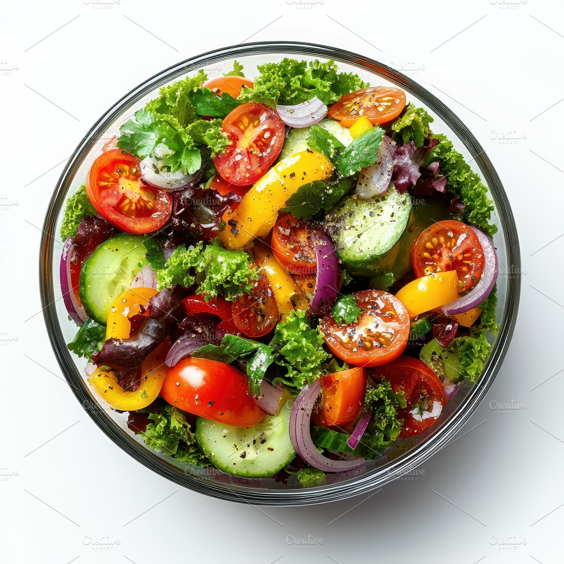Fresh vibrant vegetable salad in a g, a Food & Drink Photo by Pixeness Studio