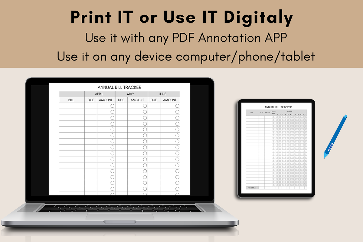 Printable Bill Payment Tracker, a Print Template by LA Design (Photo 7 of 9)