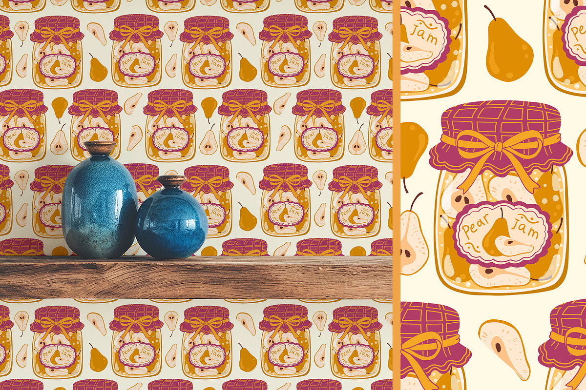 Vintage Jam Jars patterns & clipart, a Food Illustration by Carpet Tapete Pretzel (Photo 7 of 13)