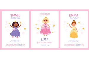 Birthday cartoon princess cards, an Object Illustration by YummyBuum