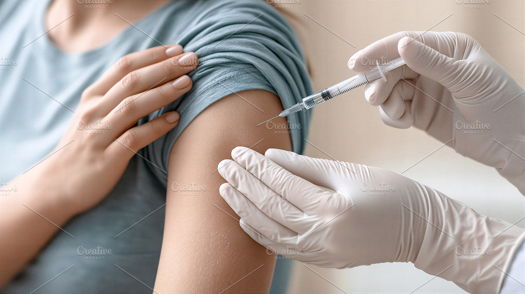 Vaccine injection to patient, a Health & Medical Photo by 7DesignLab