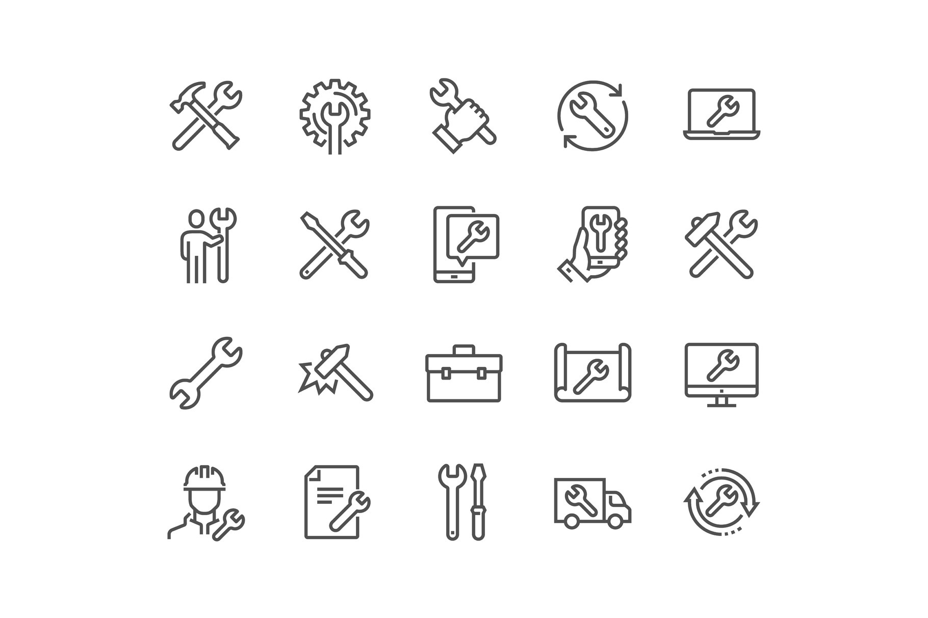 Line Repair Icons, a Technology Illustration by Davooda
