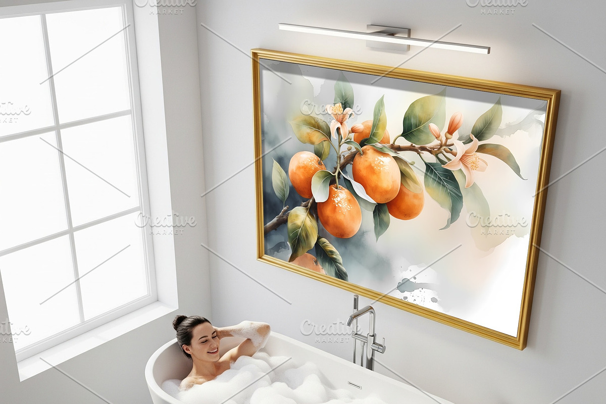 Watercolor Oranges Blosson print, a Background Graphic by Floraphoria (Photo 2 of 11)