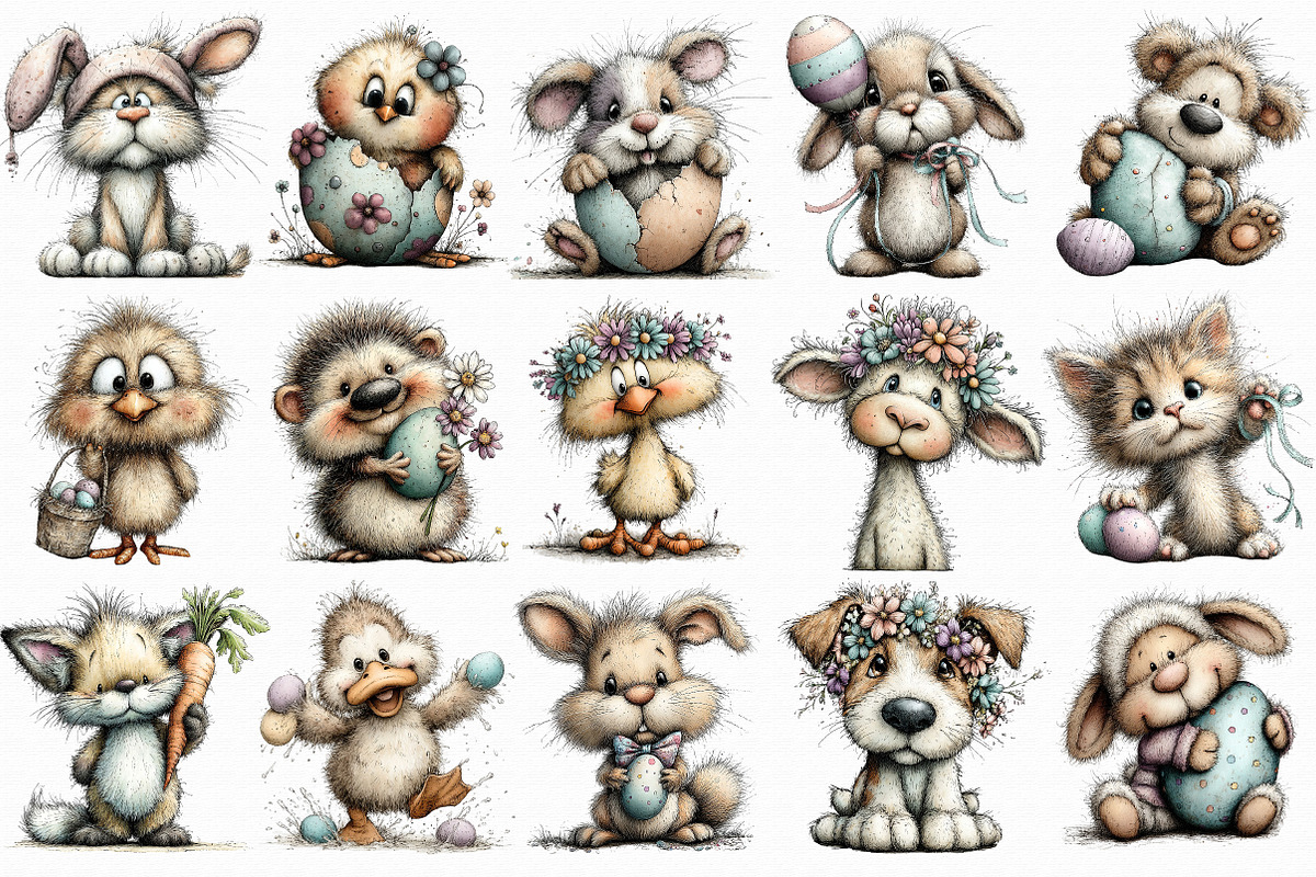 Whimsical Easter Clipart Bundle, an Illustration by Libby Wishes (Photo 2 of 7)