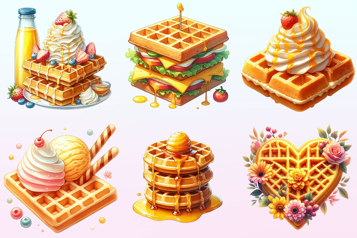 Waffle Watercolor Clipart., a Graphic by CitraGraphics (Photo 3 of 4)