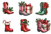 Christmas Cowboy Boots Clipart, an Illustration by SinaCreation (Thumbnail 3 of 7)