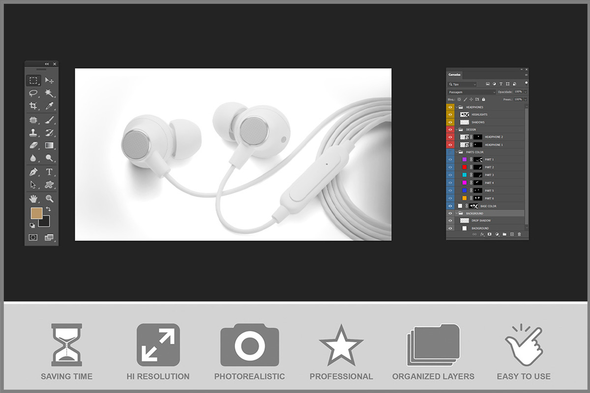 In-Ear Headphones PSD mockup, a Mockup by Bruno's Shop (Photo 3 of 4)