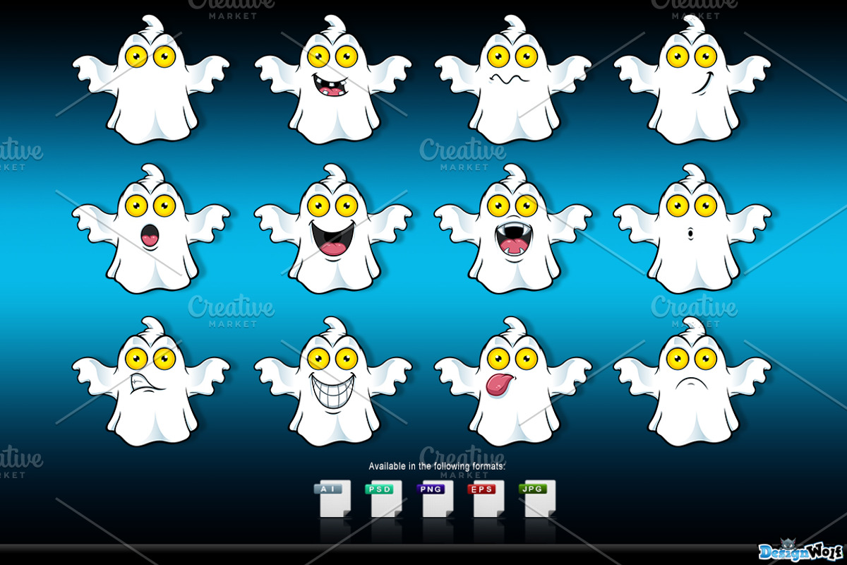 Ghost Character With Yellow Eyes, an Illustration by DesignWolf (Photo 2 of 2)