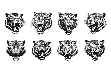 Roar tiger icons. Aggressive, a Graphic by LadadikArt
