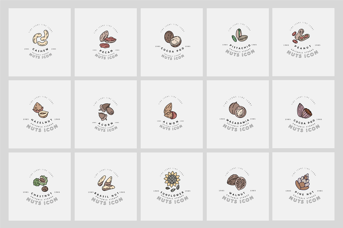 Nuts & seeds icons & logos, an Icon by Merfin (Photo 7 of 9)