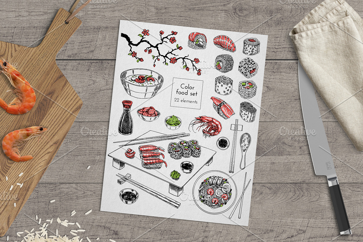Traditional Asian cuisine sketch, a Food Illustration by Evgeniia Lanskikh (Photo 4 of 5)