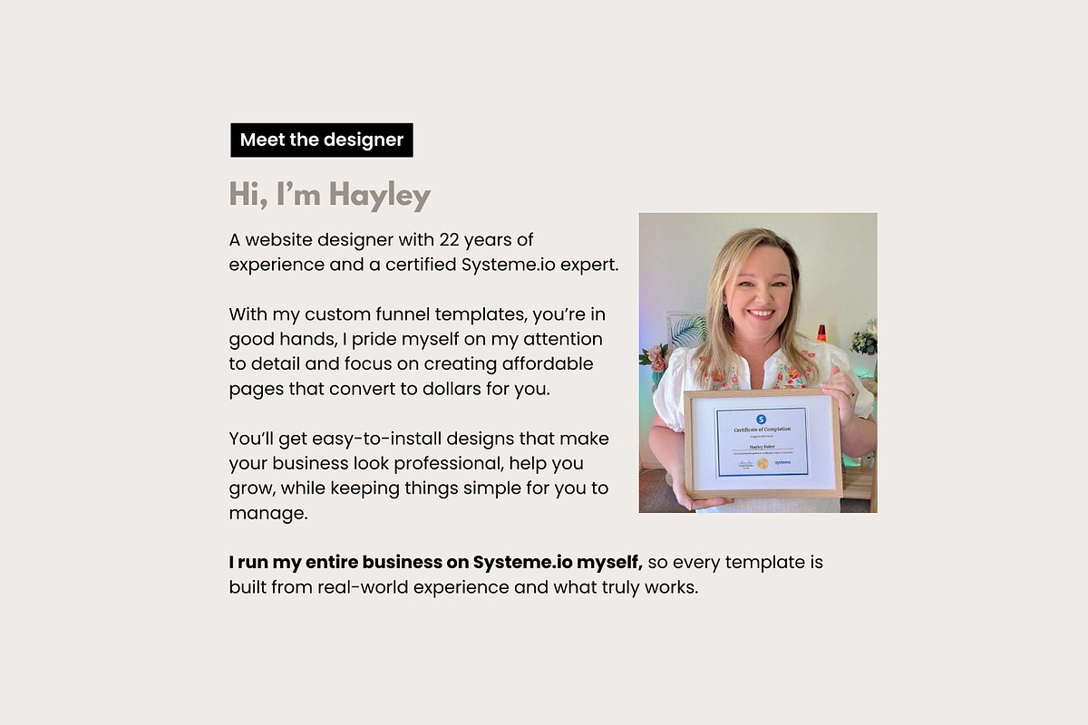 Systeme.io Dark Red List Shop Layout, a Landing Page Template by Hayley's Digital Hub (Photo 10 of 10)