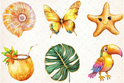 Tropical Clip Art Golden Glitter, an Illustration by Watercolor design (Thumbnail 4 of 4)