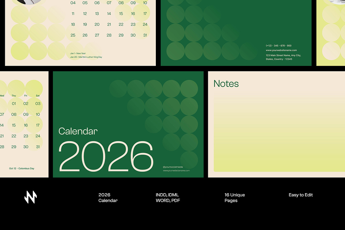 Nature Line Calendar Template, a Stationery Template by Neermana (Photo 1 of 4)