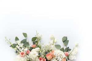 White Pink Floral Flat Lay