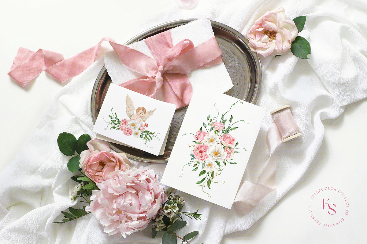 FEBRUARY Romantic Watercolor Set, an Object Graphic by Kaleriia (Photo 2 of 12)