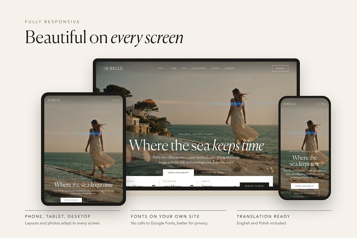 Aurelle Luxury Hotel & Resort Theme, a WordPress Template by Tomasz Ganclerz (Photo 9 of 18)