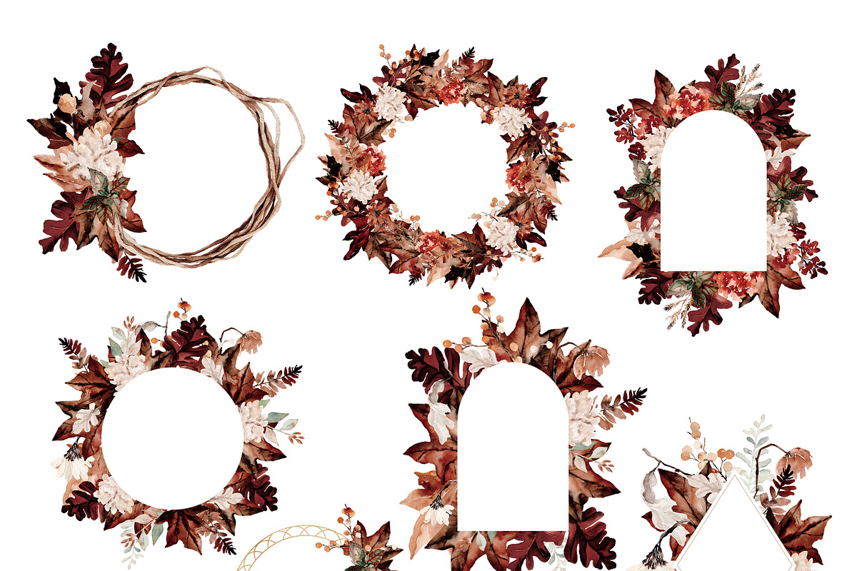 Watercolor Clipart - MAHOGANY FALL, a Decorative Illustration by Beigetime (Photo 10 of 15)