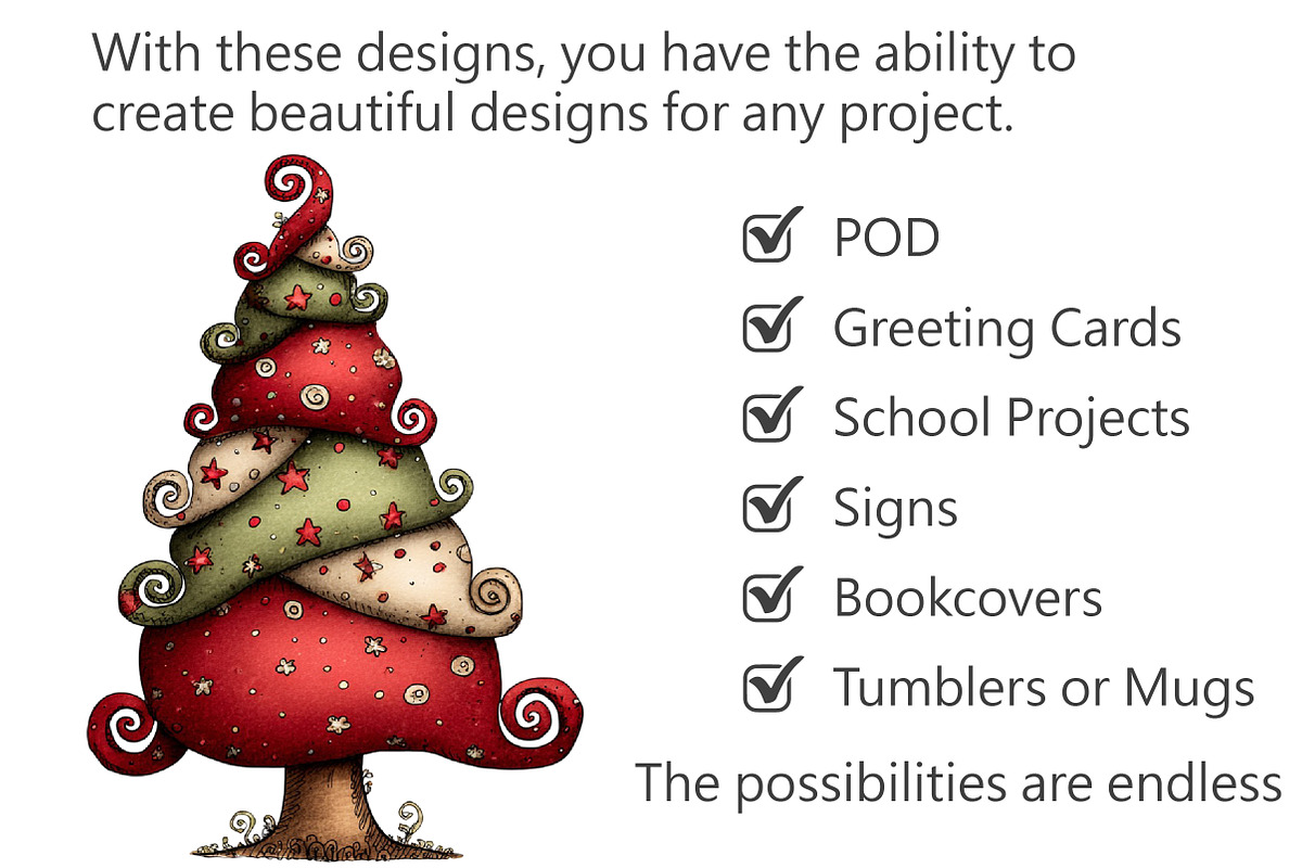 Whimsical Christmas Tree Clipart, an Illustration by Pixels.Craft (Photo 3 of 6)