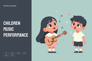 Children Music Performance, a Person Illustration by Partikusi Design