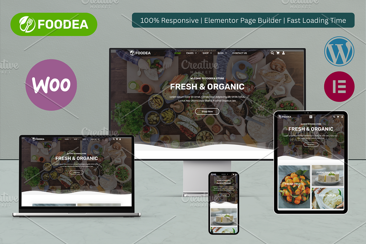 Organic Farm Food Elementor Template, a WordPress Template by HasnainDEV (Photo 1 of 7)