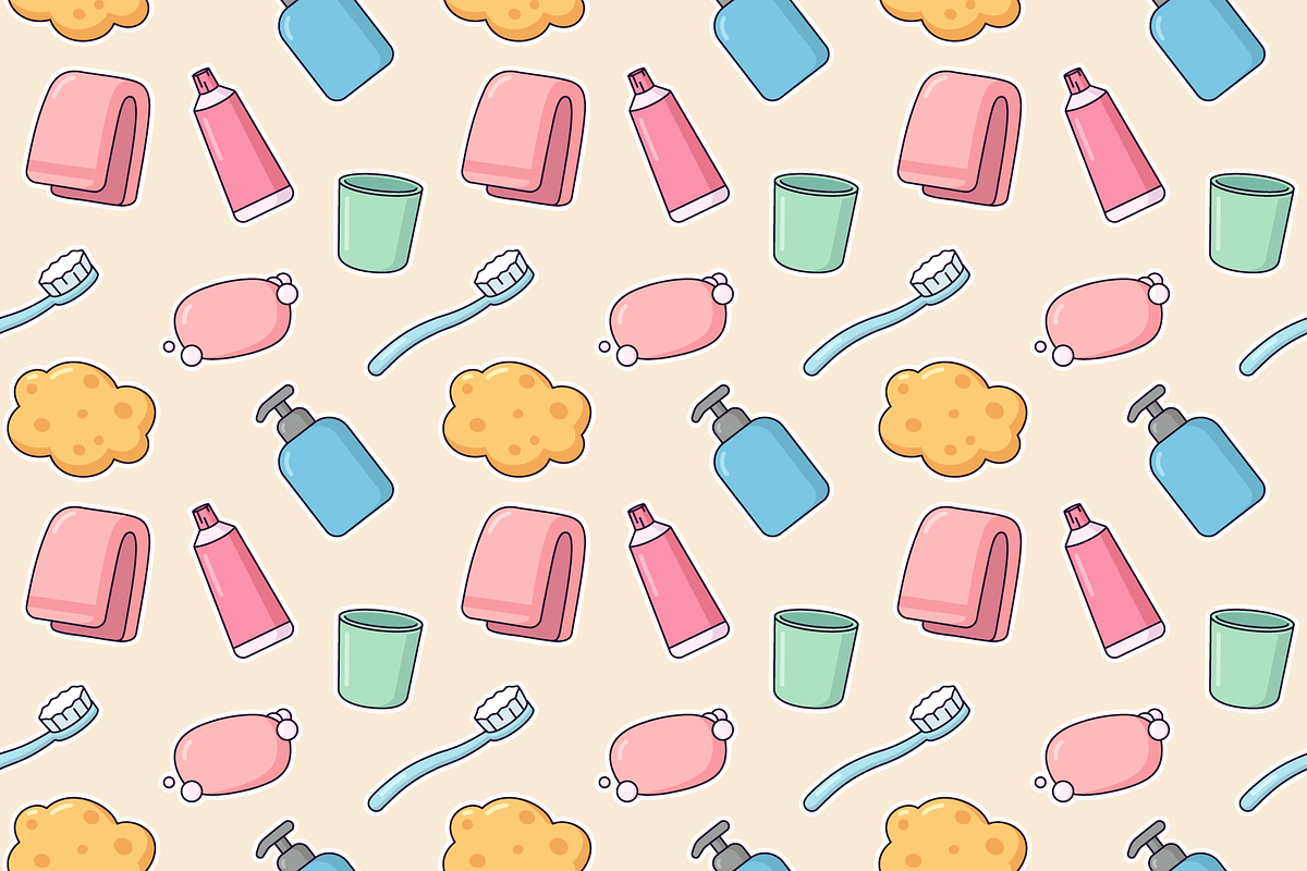 Bathroom accessories pattern, an Illustration by Cmeree (Photo 2 of 3)