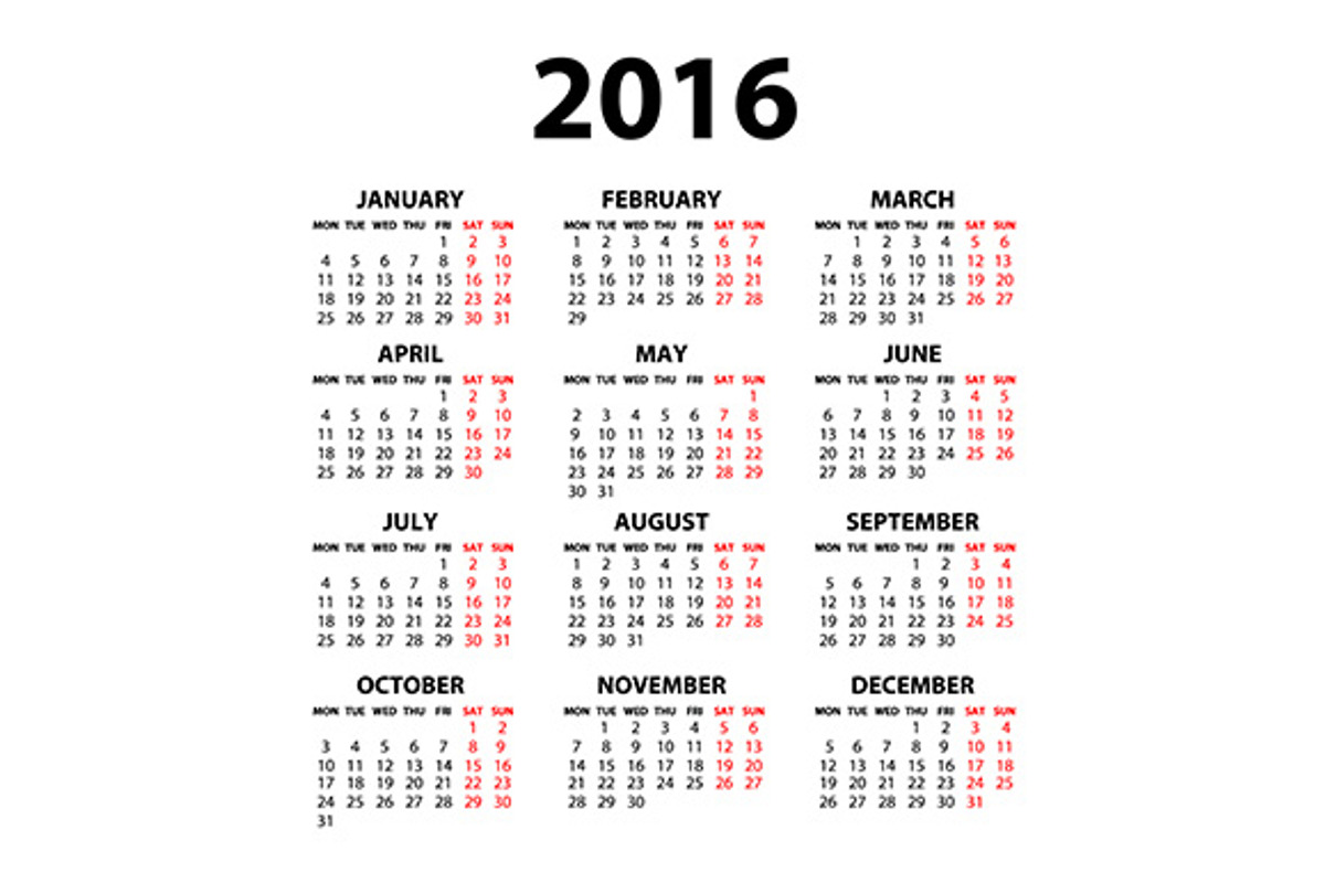 Flat Calendar 2016, a Stationery Template by Rommeo79 (Photo 3 of 5)