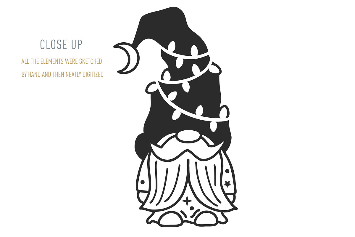 CHRISTMAS GNOMES LINE ART, a Seasonal Illustration by Kate Art (Photo 6 of 6)