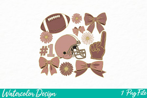 Football Coquette PNG, an Illustration by Watercolor design