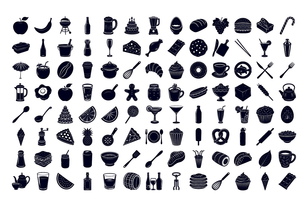 Food & Drinks Silhouette Bundle, an Illustration by Creative_View (Photo 4 of 4)