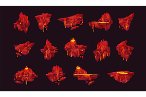 Game lava platform. Volcano floating, an Illustration by Stock-Smart-Start