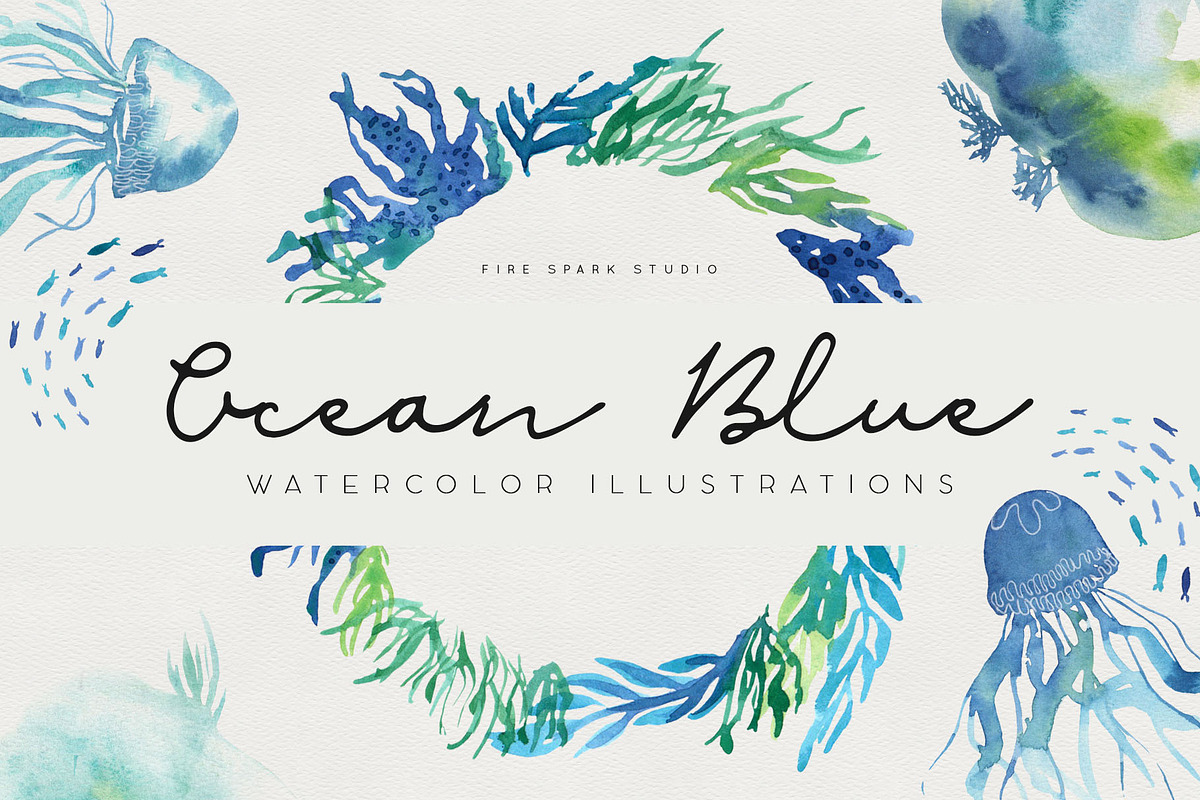 Ocean Life Watercolor Illustrations, an Illustration by Fire Spark Studio (Photo 1 of 8)
