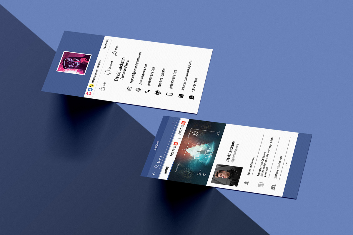 Facebook Business Card, a Business Card Template by PremadePixels.com