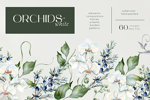 White flowers greenery watercolor, an Illustration by Kate Lanbina