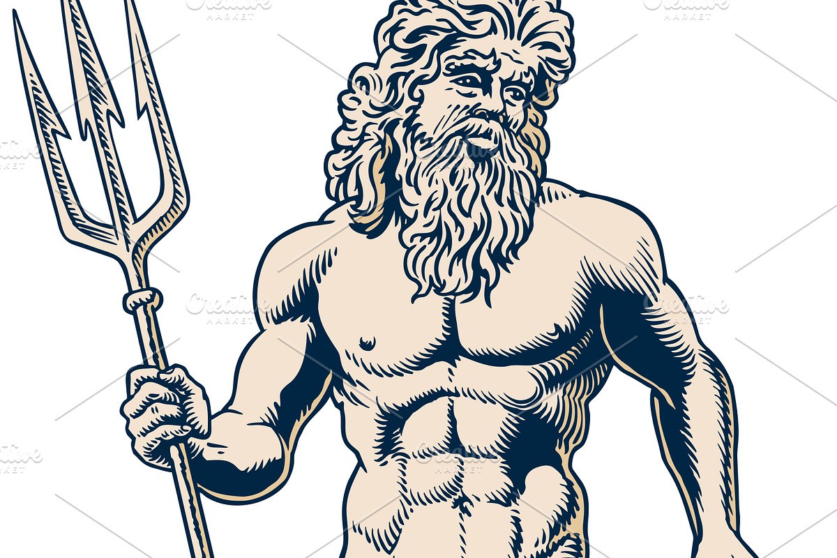 Sea God Neptune or Poseidon vector, a Person Illustration by Ledokolua (Photo 2 of 3)