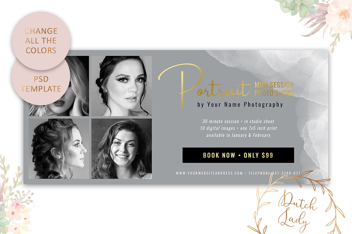 PSD Photo Session Card Template #30, a Card Template by The Dutch Lady ...