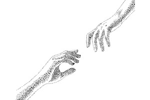 Hands reach out to each other, a Person Illustration by Nenahliadava Design