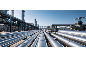Industrial Plant Pipeline System, an Industrial Photo by piter.goskov