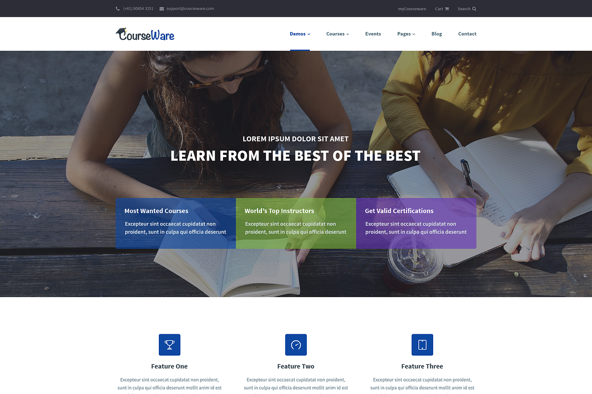 CourseWare - Learning PSD Template, a Landing Page Template by bigpsfan's SHOP (Photo 4 of 25)