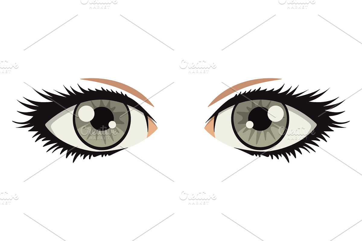 Anime Style Vector Set of Flat Eyes., a Person Illustration by Gomolach (Photo 17 of 25)