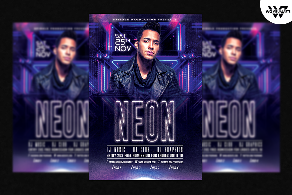NEON ELECTRO Flyer Template, a Flyer Template by WG DESIGN (Photo 1 of 4)