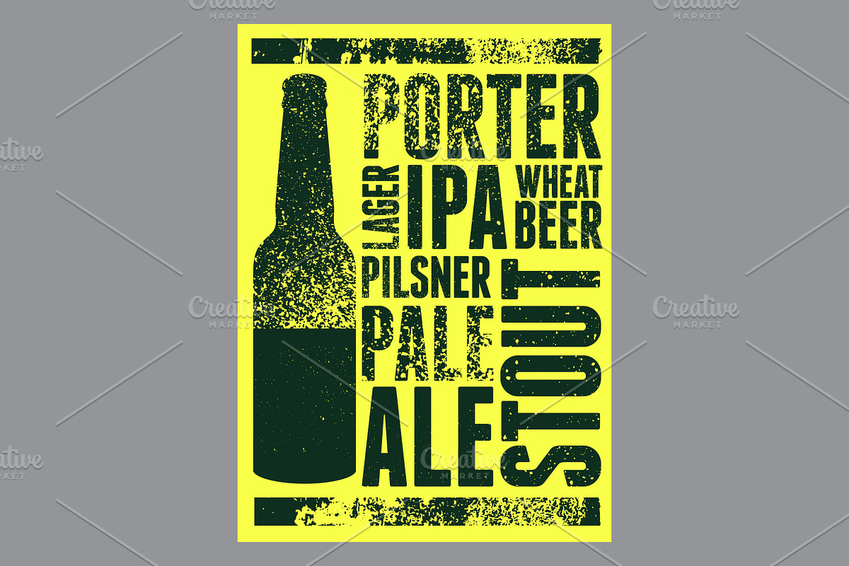 Beer Types grunge vector poster set., a Food Illustration by PoPaShop (Photo 10 of 11)