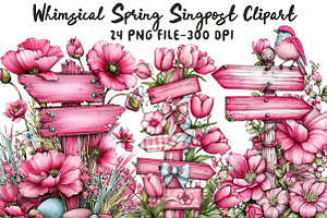 Whimsical Spring Signpost Clipart, an Illustration by Libby Wishes