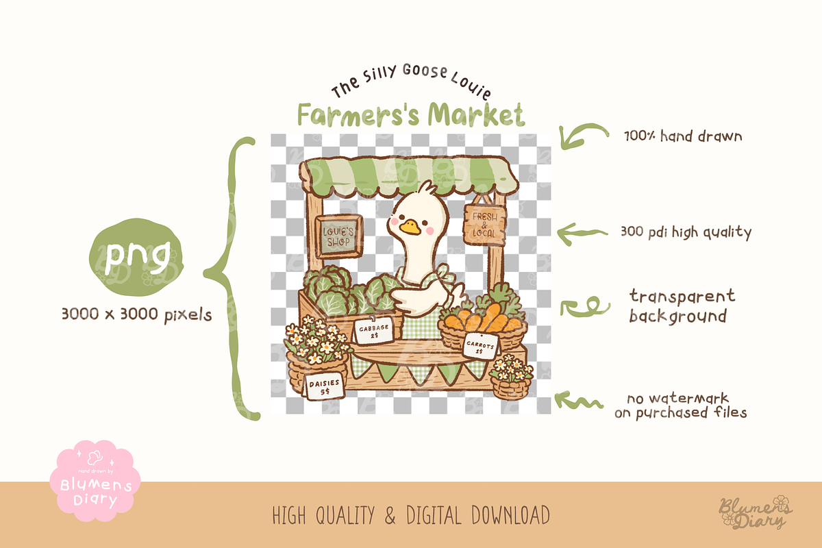 Farmer's Market Goose Clipart, an Animal Illustration by Blumensdiary (Photo 3 of 6)